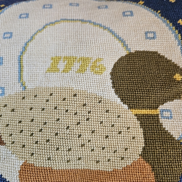 Vintage Cross Stitch Pillow Mallard Duck 1776 Retro Americana - Picture 2 of 6